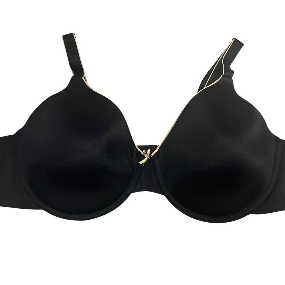 Bali Black Underwire Bra 42C Piping Detail Adjustable Straps Supportive Casual‎